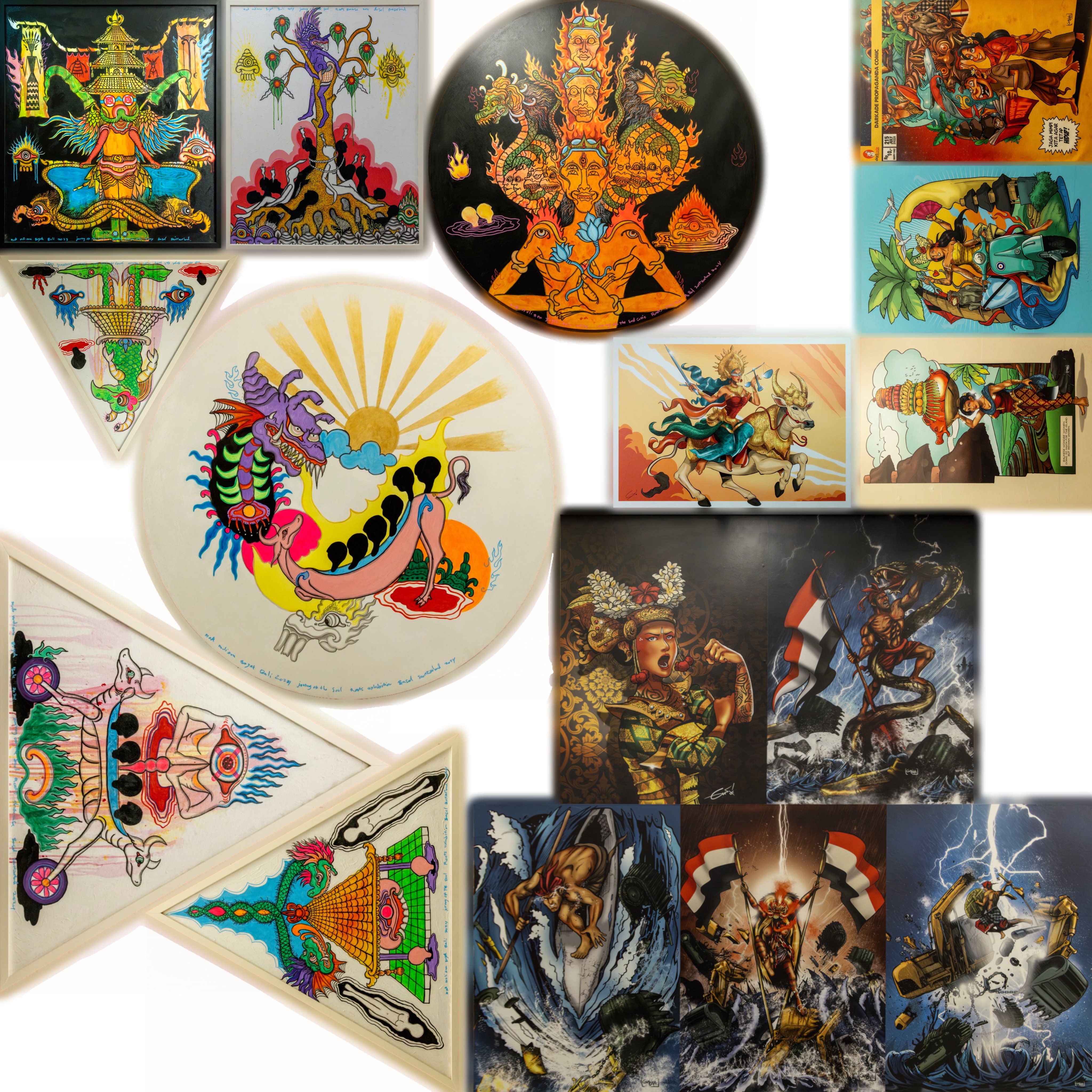 Nyoman Tomblos (b. 1970, Indonesian) - Balinese Rice field Landscape  Painting - Oil on Canvas - Signed \u0026 Dated 1998, image size:4096x4096